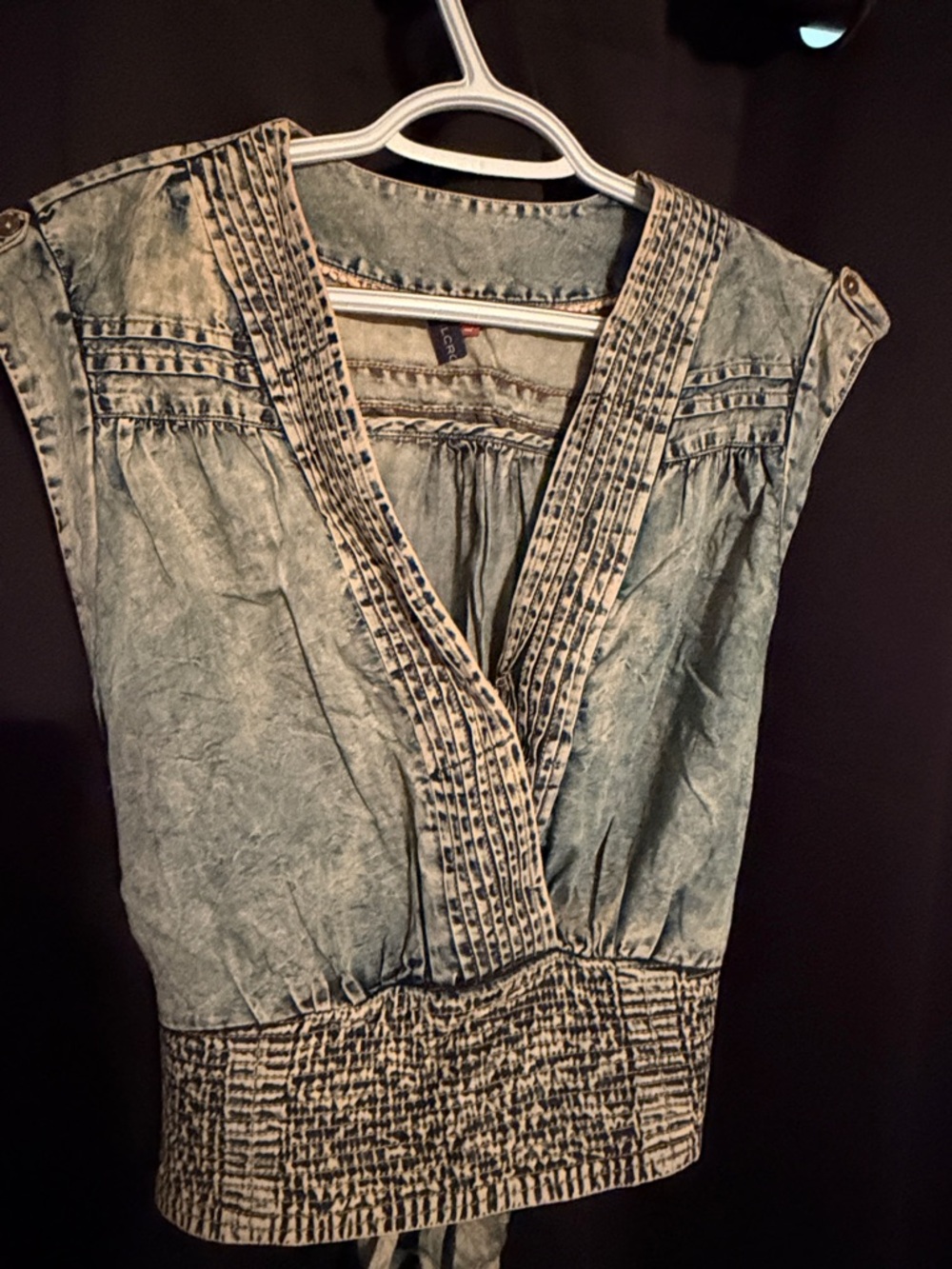 Pilcro Acid-Wash Blue Crop Top